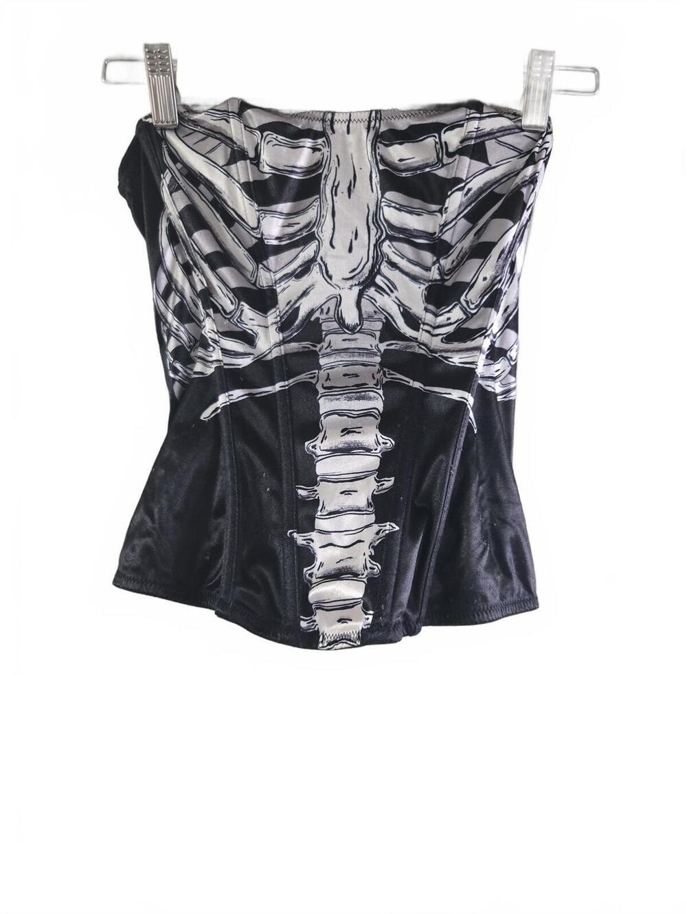 Spirit Halloween Skeleton Print Corset Top Black Size Small